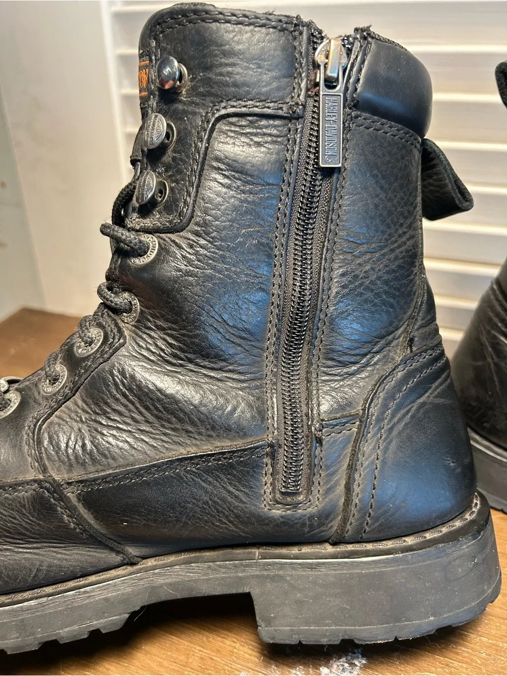 Harley Davidson Black Waterproof Motorcycle Boots Men’s 9.5 Lace up & Zipper